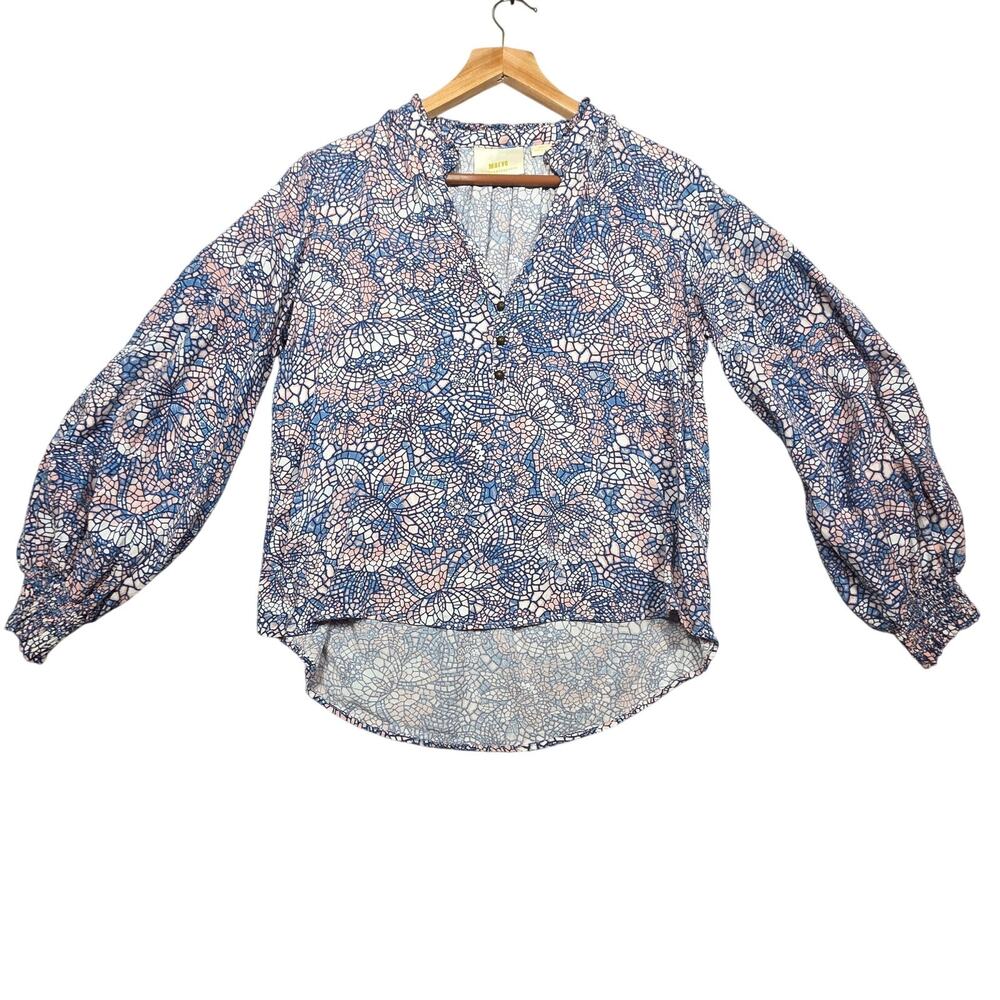 Anthropologie Maeve Colette Peasant Mosaic Floral Blouse